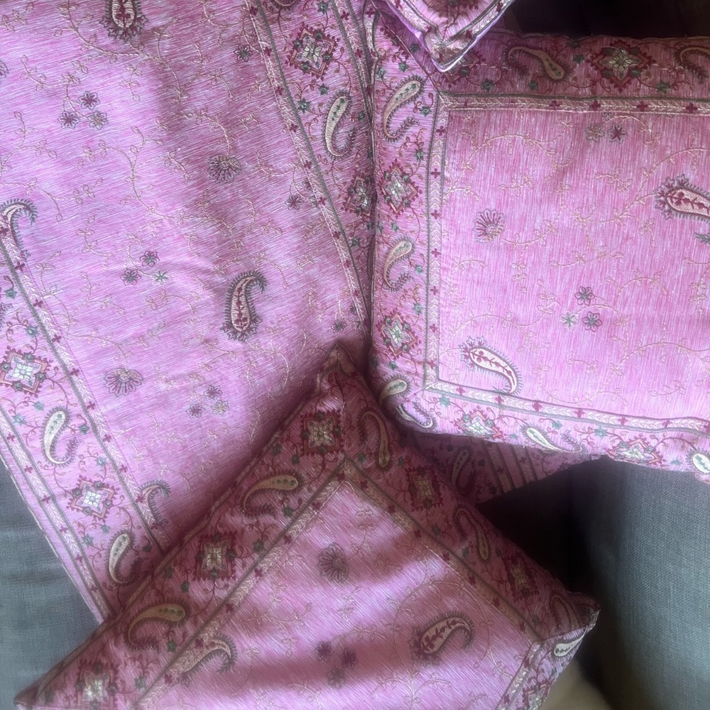 Amazingly intricate embroidered throw and three pillows. Serious inquires only.